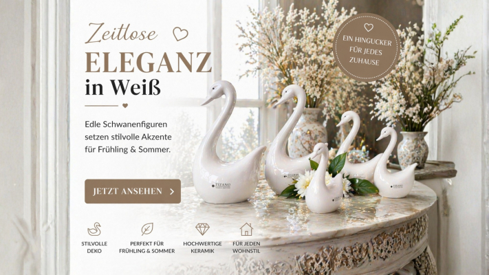 Edle Schwanenfiguren setzen stilvolle Akzente für Frühling & Sommer