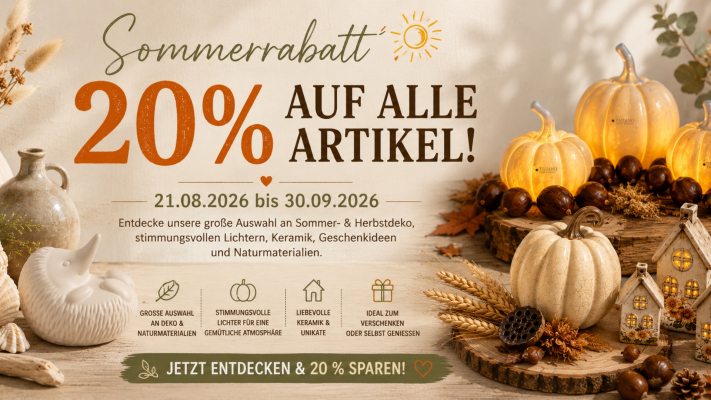 20 % AUF ALLE ARTIKEL- Jetzt Lieblingsstücke für Sommer & Herbst entdecken und sparen!
