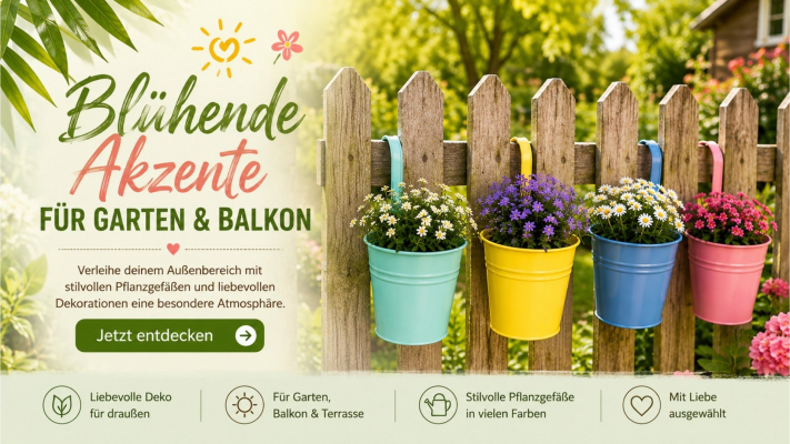 Entdecke stilvolle Pflanzgefäße, Dekorationen und Accessoires für Garten, Balkon und Terrasse.