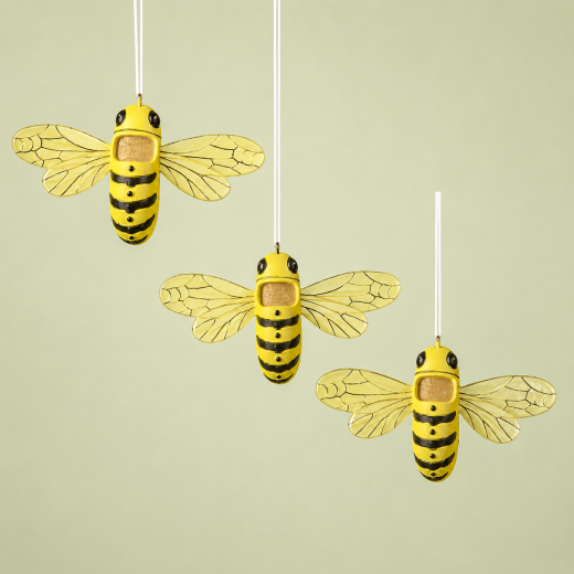 Bienchen aus Kunststoff 3er Set mit Metallklammern