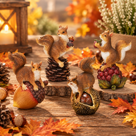 Eichhörnchen aus Poly – charmante Herbstfigur Deko