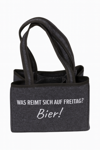 Flaschentasche aus Filz mit 6 Fächern - Bier Geschenk