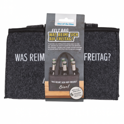 Flaschentasche aus Filz mit 6 Fächern - Bier Geschenk