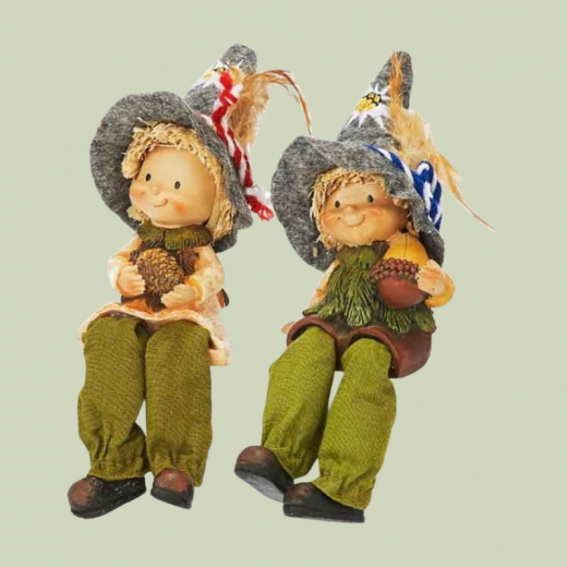 Mini Wichtel Kantenhocker – Herbstliche Dekofigur
