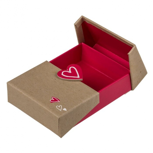 Eckige Überraschungsbox mit Herz-Magnet 12x8 cm