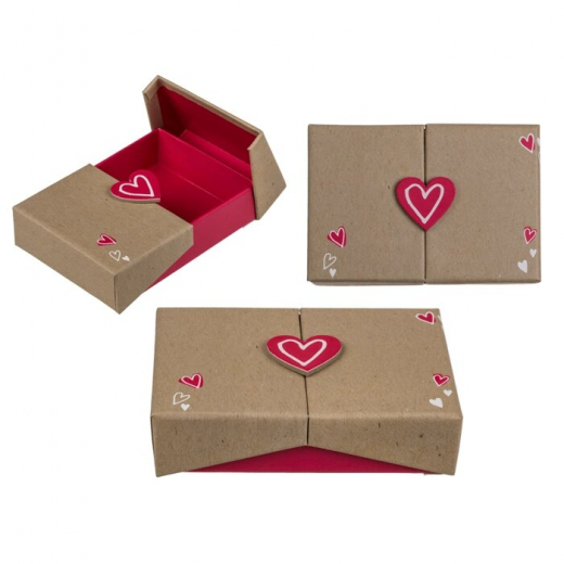 Eckige Überraschungsbox mit Herz-Magnet 12x8 cm