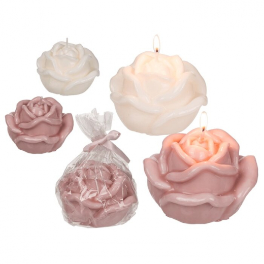 Kerze Rose in rosa und weiß