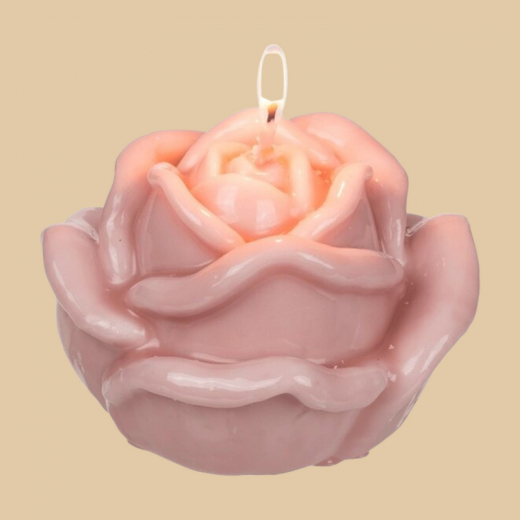Kerze Rose in rosa und weiß