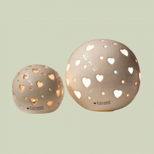 Tiziano Keramik Lichterkugel" Padova"mit LED & Herzen