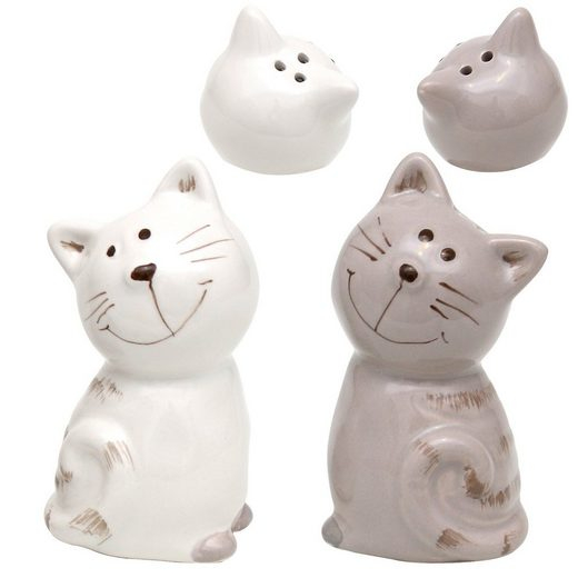 Salz- und Pfefferstreuer Cat – Keramik Katze, 8 cm, Set