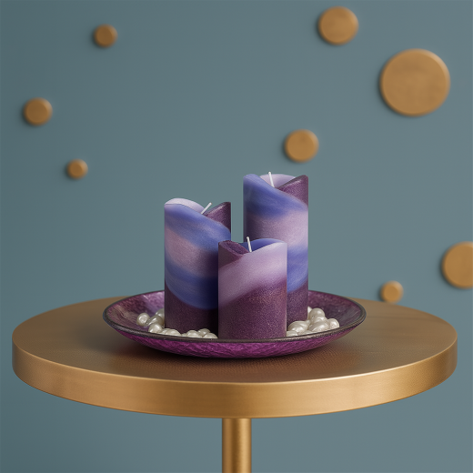 Duftkerzen-Set &quote;Candle&quote; – Dekorativ mit Glasteller und Dekosteinen