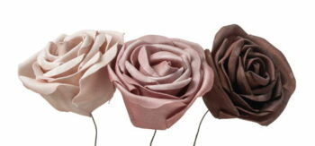 Kunstrosen 3er-Set Ø 5 cm – braun/beige/rosé mit Pick