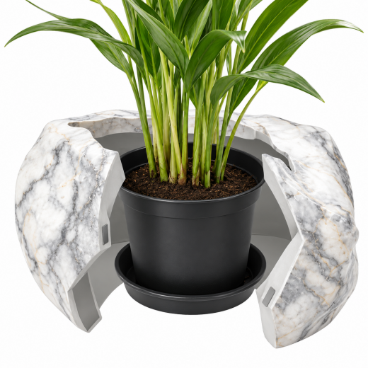Botanyia Pflanzen-Übertopf im Marmor-Design grau