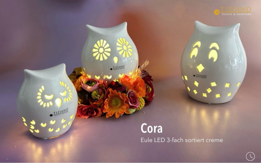 Keramik Eule Cora mit LED