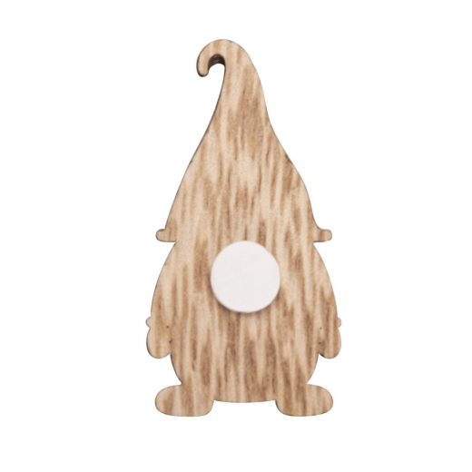 Kleine Wichtel aus Holz 2,3×4 cm – 6 Stück mit Klebepunkt
