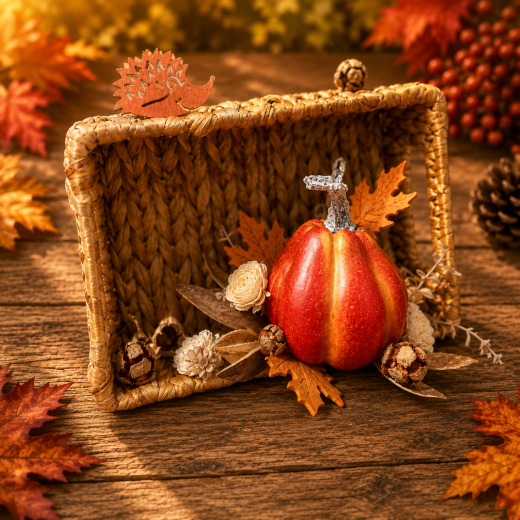 Weidekörbchen mit Kürbis & Igel – herbstliche Deko-Maße fehlen!!!!