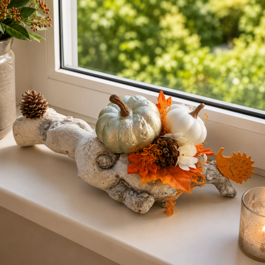 Herbstdeko Wurzel – Handgefertigte Deko mit Kürbis