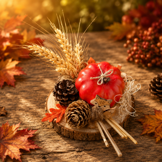 Mini Holzbrett "Herbst" – Handgefertigt mit Kürbis-Dekoration