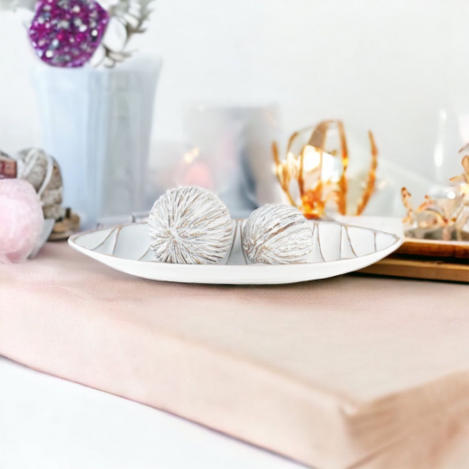 Schale Polyresin – Elegante Deko in Weiß/Braun
