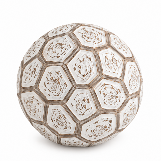 Deko Ball Polyresin Weiß Braun 10x10 cm modern