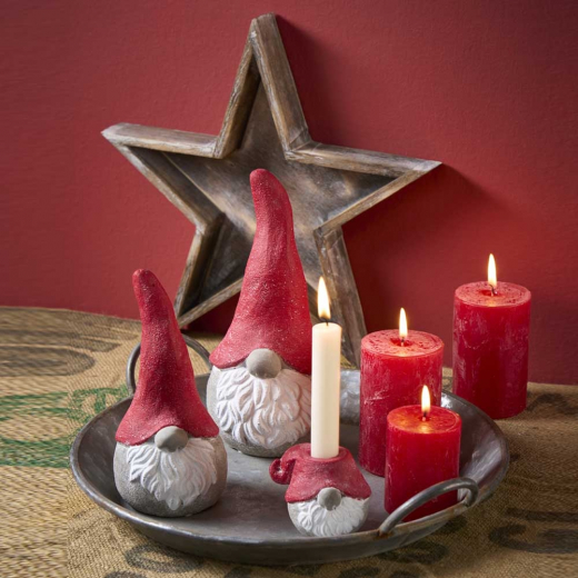 Gnome aus Beton – Weihnachtsdeko in Rot 11×24 cm