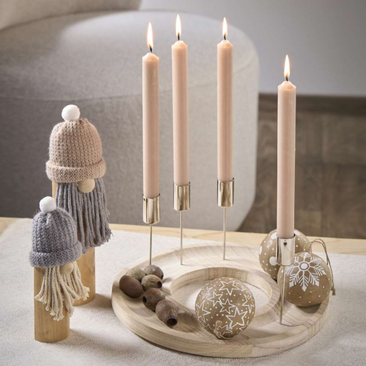 Holz Wichtel mit Hut – Weihnachtsdeko in Natur und Creme