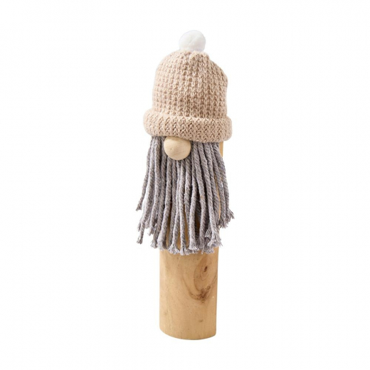 Holz Wichtel mit Hut – Weihnachtsdeko in Natur und Creme