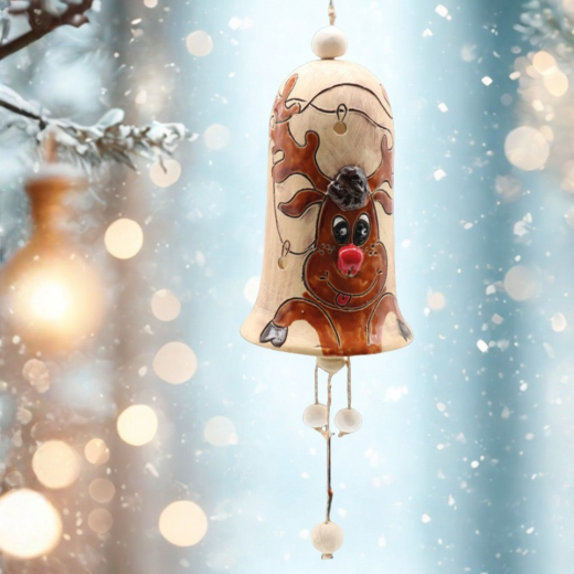 Keramik Glocke Rentier Rudi – Weihnachtsdeko 22 cm
