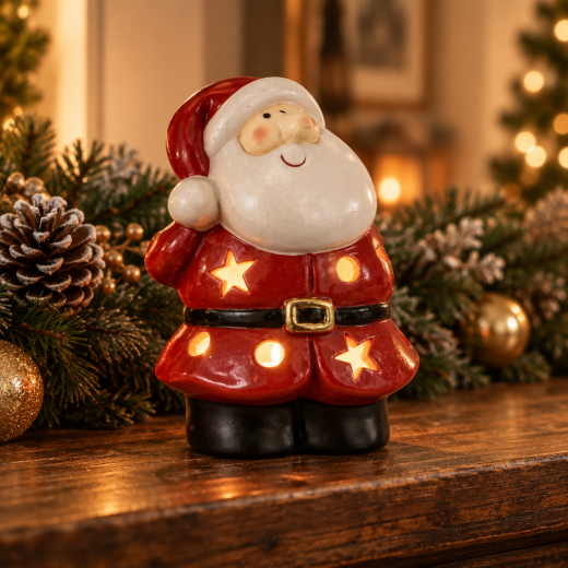 Keramik Weihnachtsmann Windlicht – festliche Deko!
