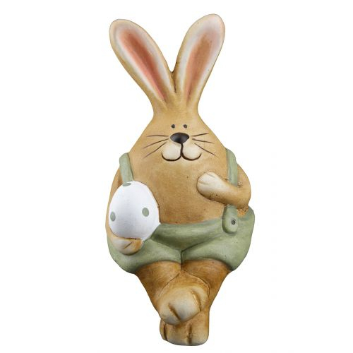 Hase &quote;Lino&Lina&quote; aus Keramik, gepunktet, braun-grün, 10 cm