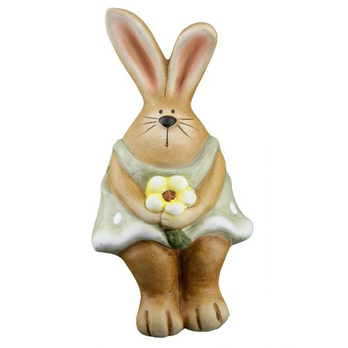 Hase &quote;Lino&Lina&quote; aus Keramik, gepunktet, braun-grün, 10 cm