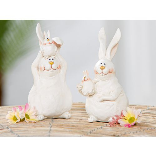 Hase Tommy aus Kunstharz, weiß, 12 cm – 2 Designs