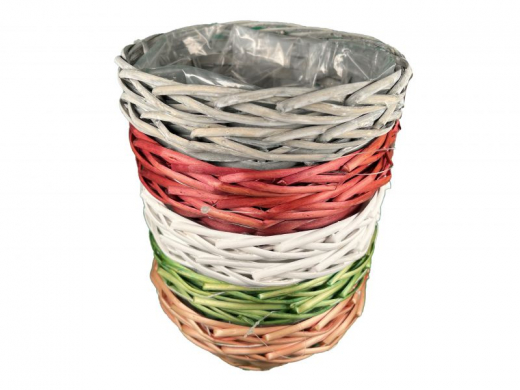 Runder Rattan-Korb mit Folieneinzug zum Bepflanzen – Ø 17 cm
