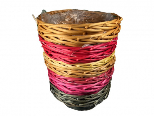 Frühlingshafter Rattan-Korb rund – Orange, Rot, Gelb oder Grün Ø 23 cm