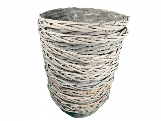 Grauer Rattan Korb, innen foliert – ⌀ 27 cm