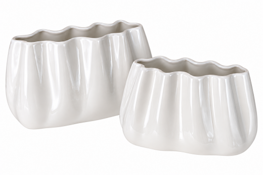 Tiziano Home Design Vase Tosca breit Creme-Weiß Keramik