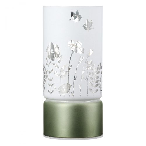 LED-Windlicht Blütezeit aus Glas – Grün & Weiß, 2 Größen