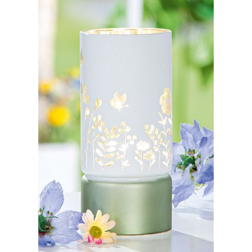 LED-Windlicht Blütezeit aus Glas – Grün & Weiß, 2 Größen