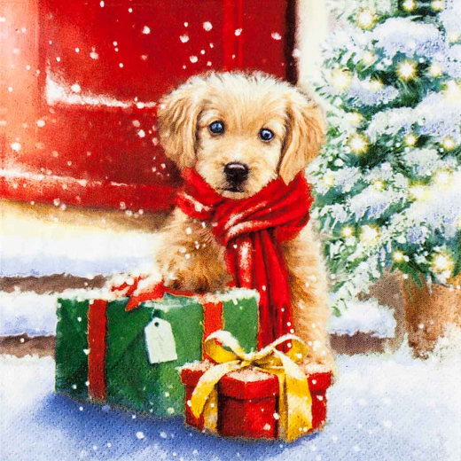 Servietten Little Puppy Weihnachten – 33x33 cm, 3-lagig, 20 Stück