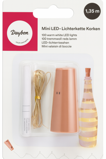 Mini LED Lichterkette mit Korken, 1,35m, warmweiß, Batterien