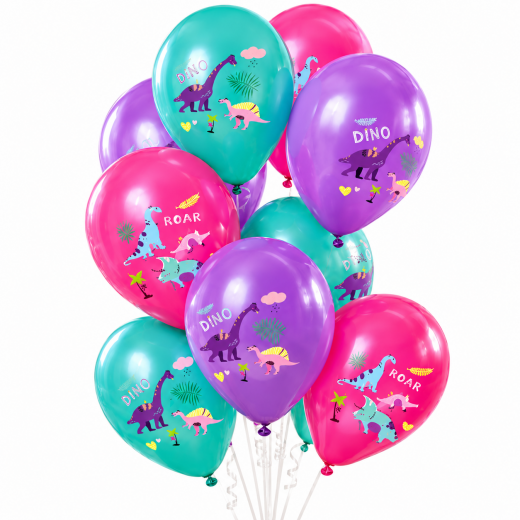 Ballons Dino Candy 12 Stück, 33 cm für Dino-Partys