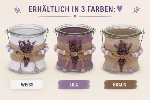 Teelichtglas Lavendel Deko zum Hängen Landhausstil