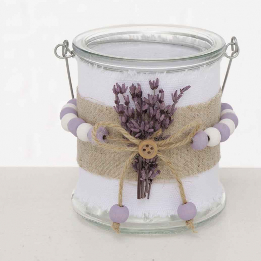 Verziertes Teelichtglas zum Stellen oder Hängen