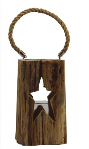 Holzlaterne Stern – mit Glaseinsatz