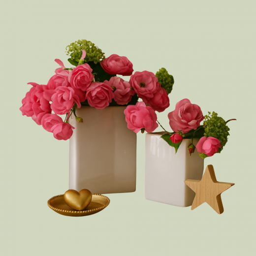 Vase Crosia schmal – Creme, 14 cm & 19 cm