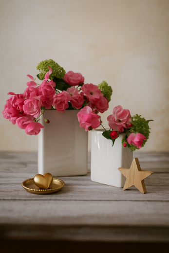 Vase Crosia schmal – Creme, 14 cm & 19 cm