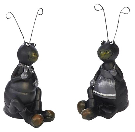 Ameisenpaar Deko Polyresin schwarz-grau 7 cm
