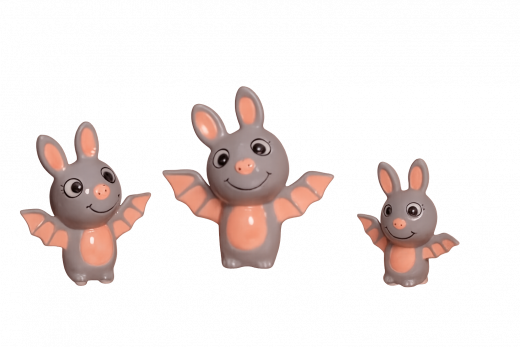 Fledermaus Sparkley Dekomaus grau-rosé, 8–12 cm