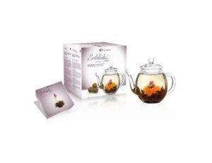 Teeblumen Geschenkset mit Glaskanne & Erblühtee