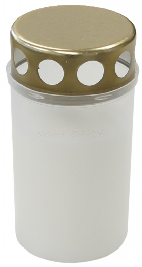 Grablicht Komplettset mit Deckel – Weiß & Gold, 11 cm